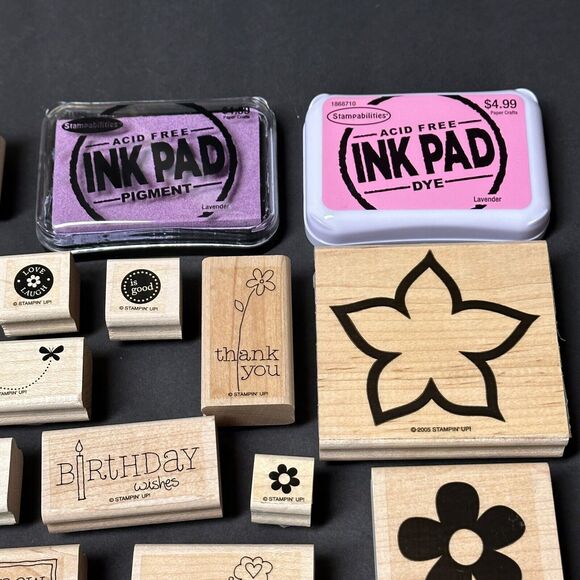 Lot of 23 Stampin UP Wood Stamp Stamps Mounted Rubber Mixed Themes Occasions - Picture 4 of 13